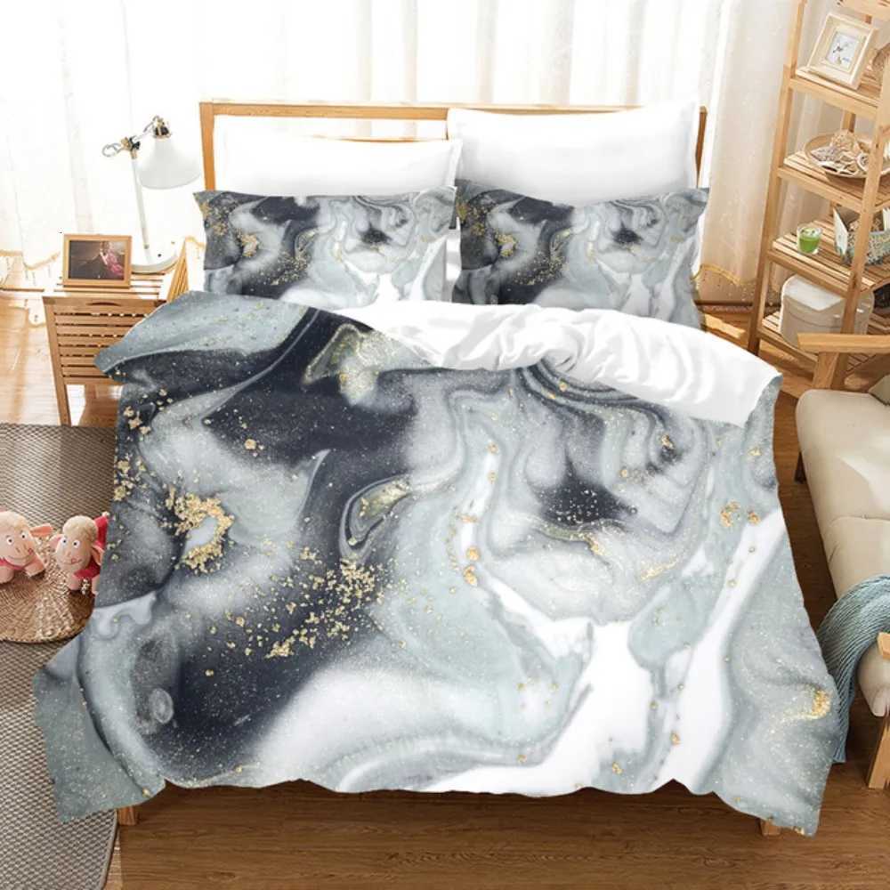 Luxury 3D Black Marble Bedding Sets Simplicity Gilding Bed Linen Women Girls Single Double Twin Queen King Size Duvet Cover SetsM251118