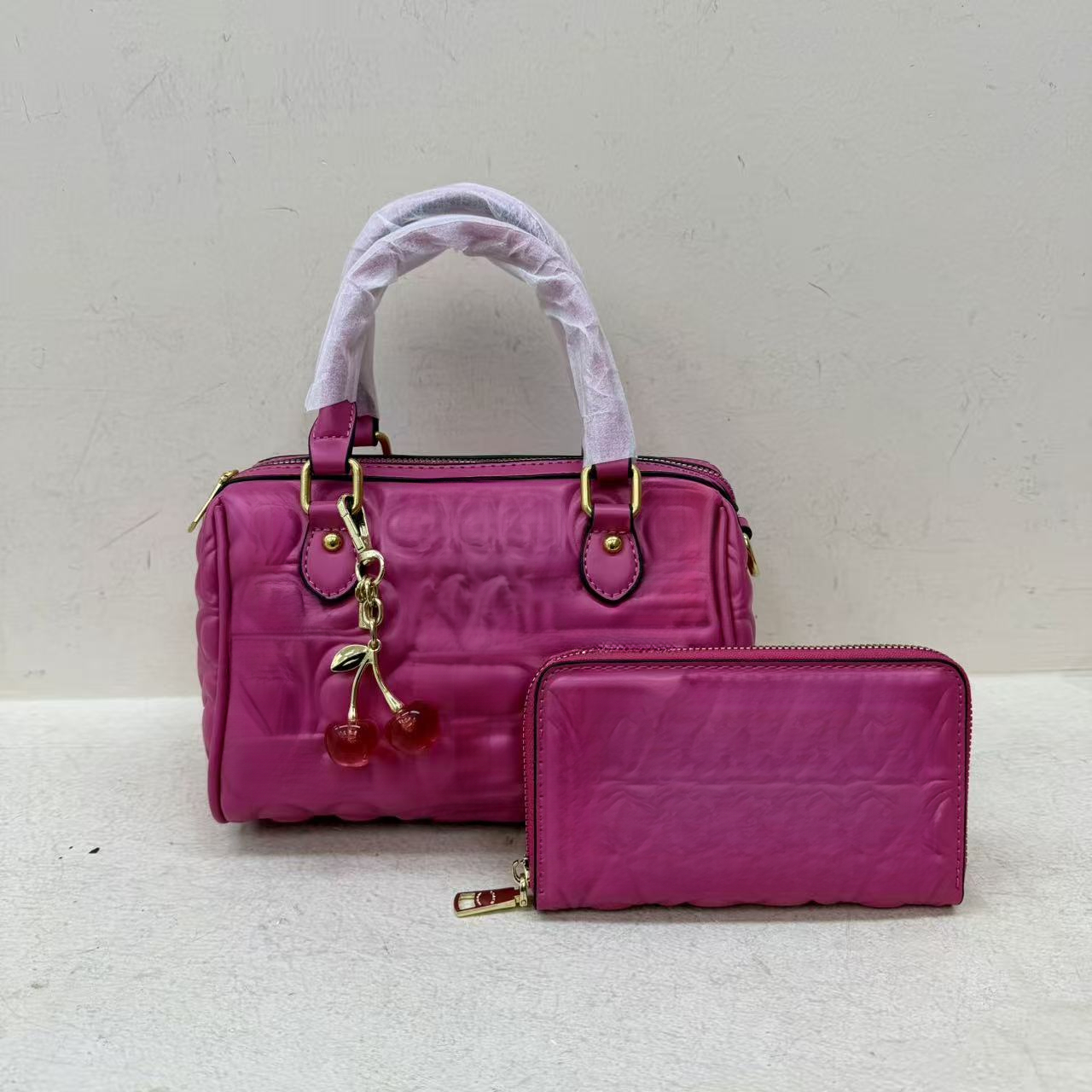 Brand 2026 New Letter Embossed Crossbody Bag For Women Handbag + Purse Two-piece Set Fashion Versatile Cherry Pendant European American Small Purses Ladies Handbags