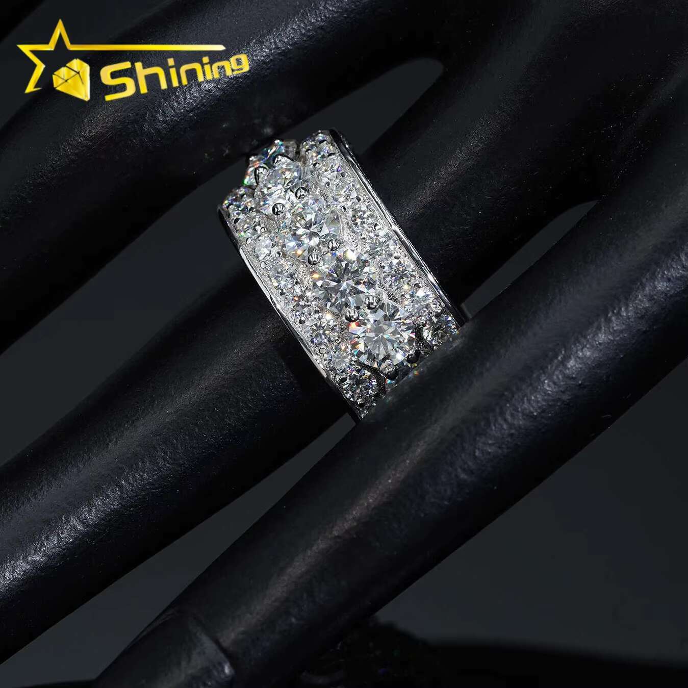 Hot Sale Fine Men Engagement Rings Sier Moissanite Dia Ring Iced Out Jewelry