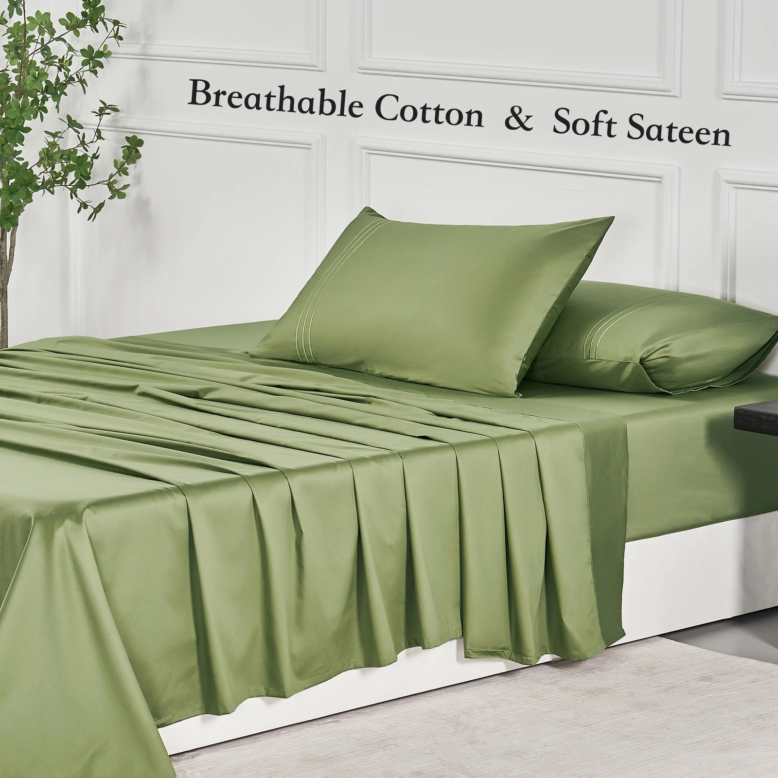 JELLYMONI 400 Thread Count Cotton Sateen Sheet Sets Extra Soft Bedding Cooling Sheets - 16 Deep Pockets Bed Set 250417
