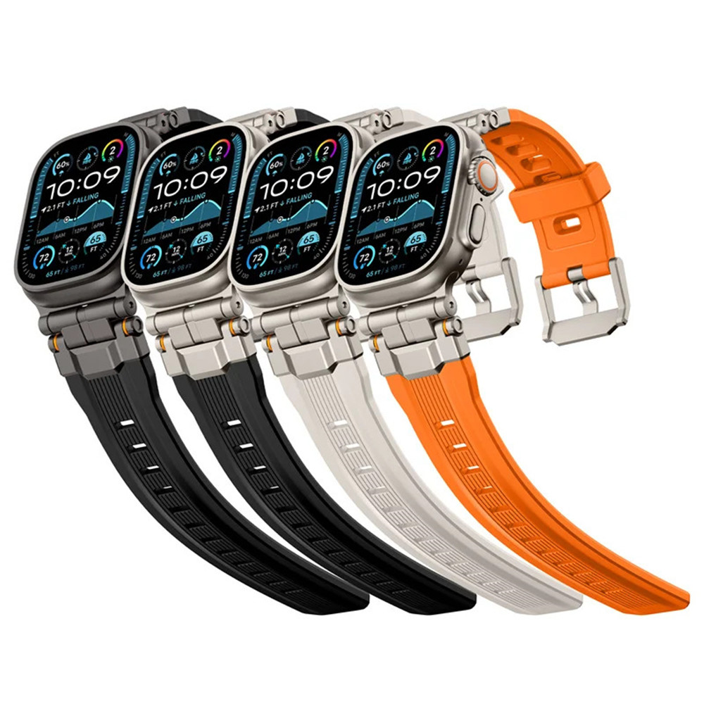Red Silicone Strap Apple Watch Band Series 10 46mm Ultra 49mm 45mm Stainless Steel Sport Bracelet for iWatch 9 8 7 6 5 SE free shipping