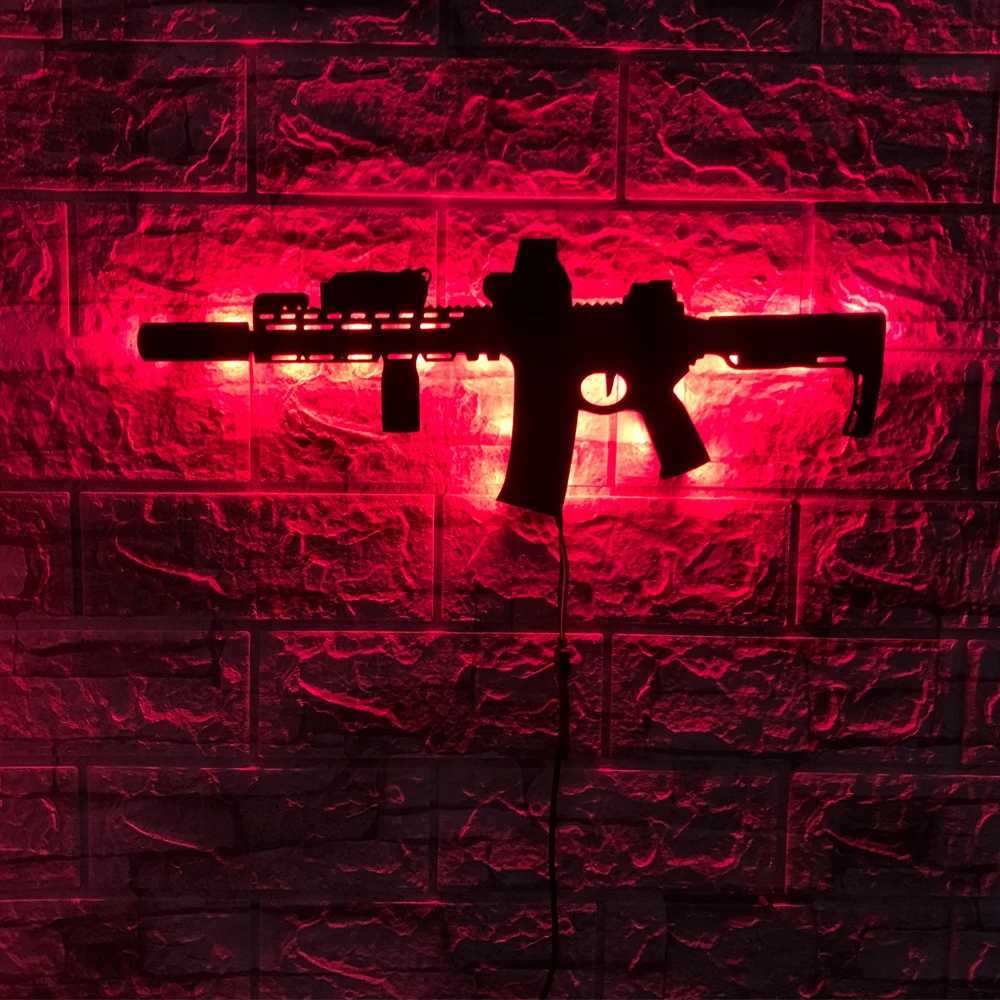 Personalized 3D LED gun-shaped luminous wall light interior background Aura Light USB colored night light M251118