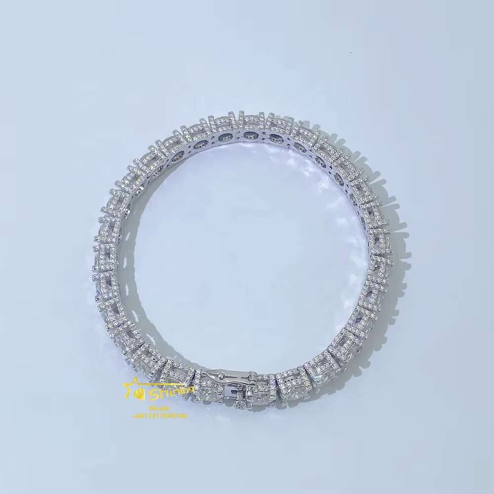 Hip Hop Jewelry Factory Price Iced Out Gra Vvs Moissanite 6.5mm Gold Plated Tennis Chain Bracelet
