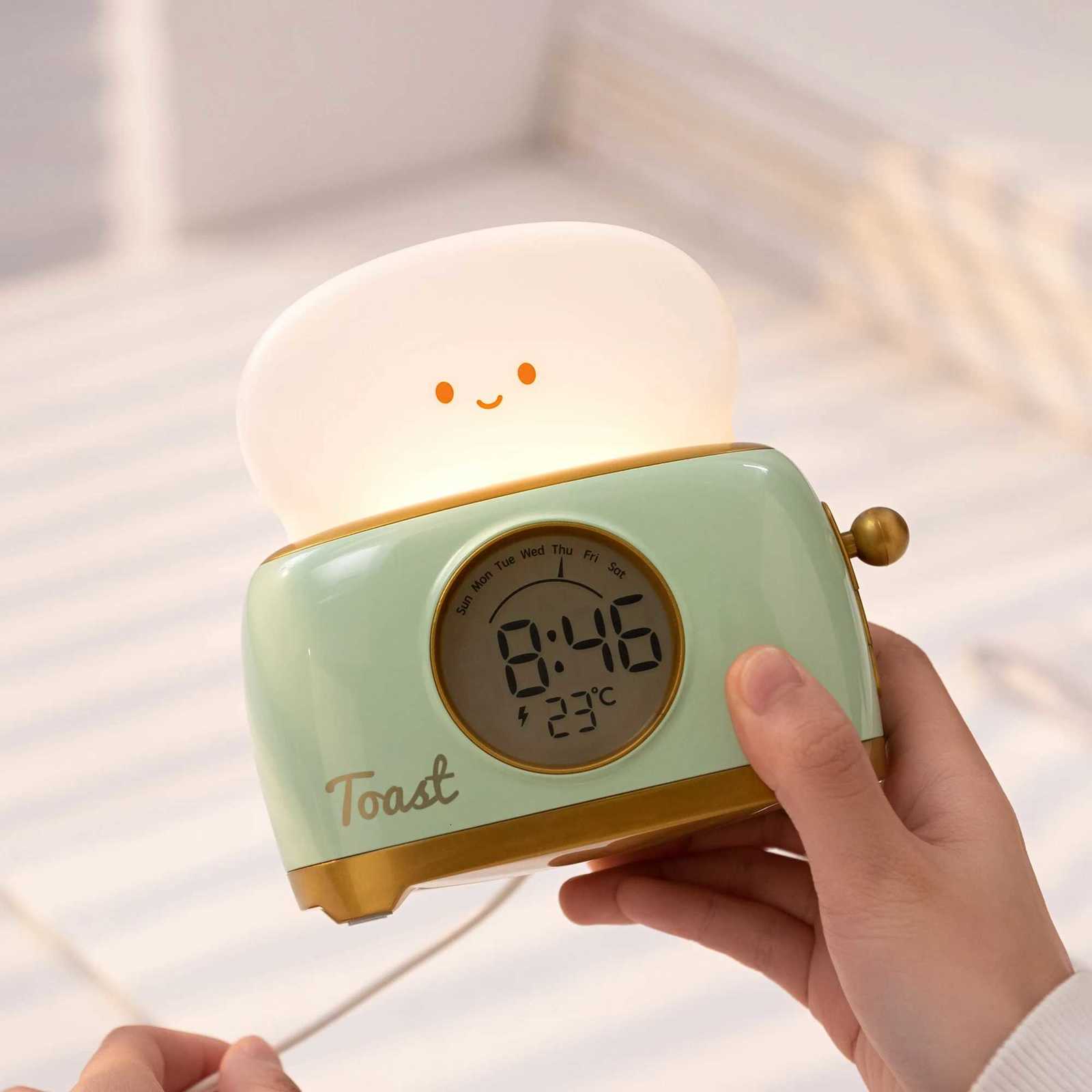 Night Lights Alarm Clock Wake Up LED Nightlight Bedsides Desk Lamp Indoor Lighting Timing USB Dimmable Light Kids Gifts M251118