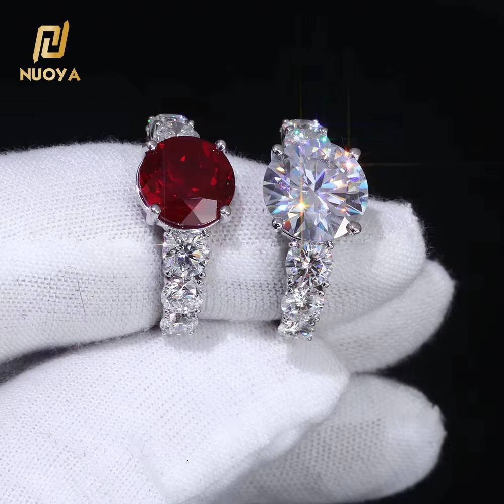 NUOYA Luxury 5 Ct D Color Moissanite Ring for Women 925 Silver Iced Out Lab Diamond Ring Custom Hip Hop Fine Jewelry