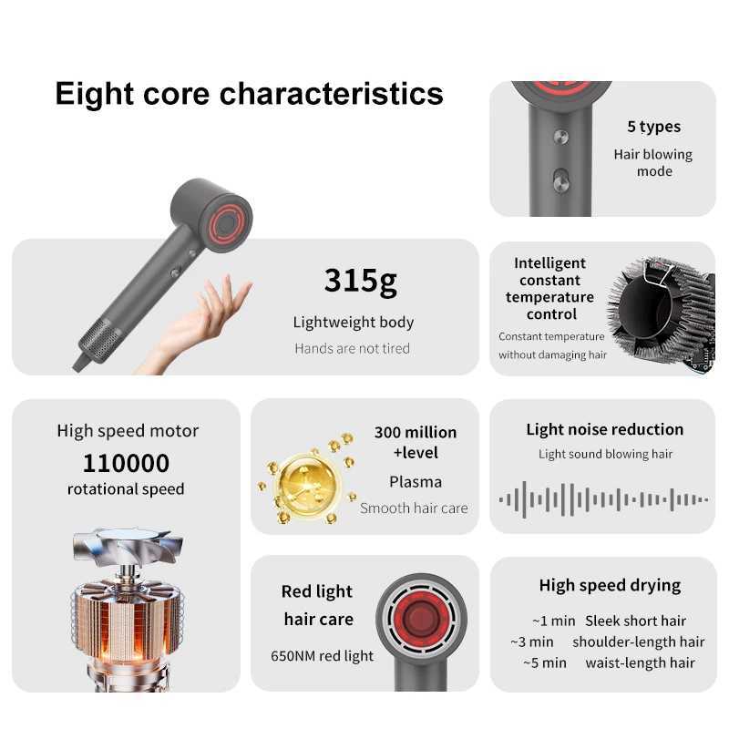 High-Power 110000RPM Electric Hair Dryer BLDC Motor Ionic Feature for Home Care Customized Hair Salons for Hotel Household UseT251118