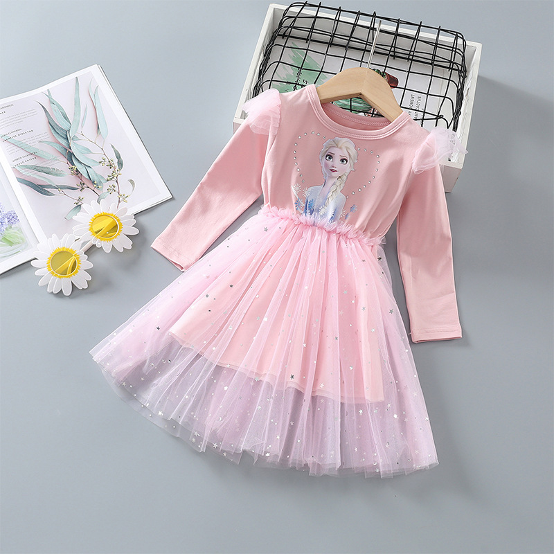 DISNEY Baby designer clothes girl Elsa princess dress little girl's skirt summer dress Comfortable fabric super sweat absorption label-free desig