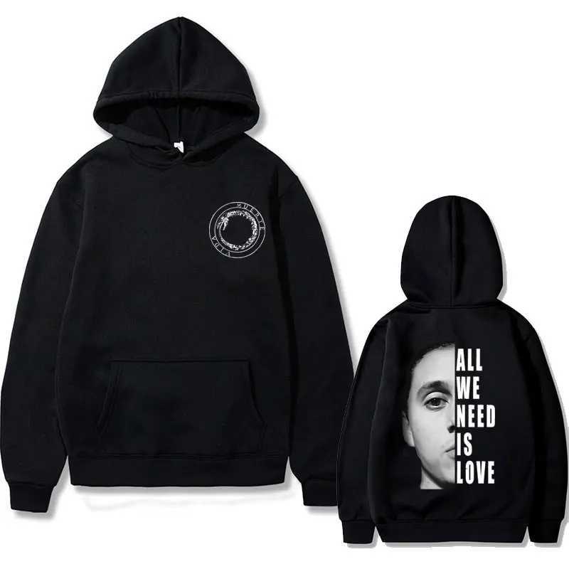 Singer Canserbero All We Need Is Love Double Sided Print Hoodie Men Women Loose Oversized Sweatshirt Male Fashion Black Hoodies X251118