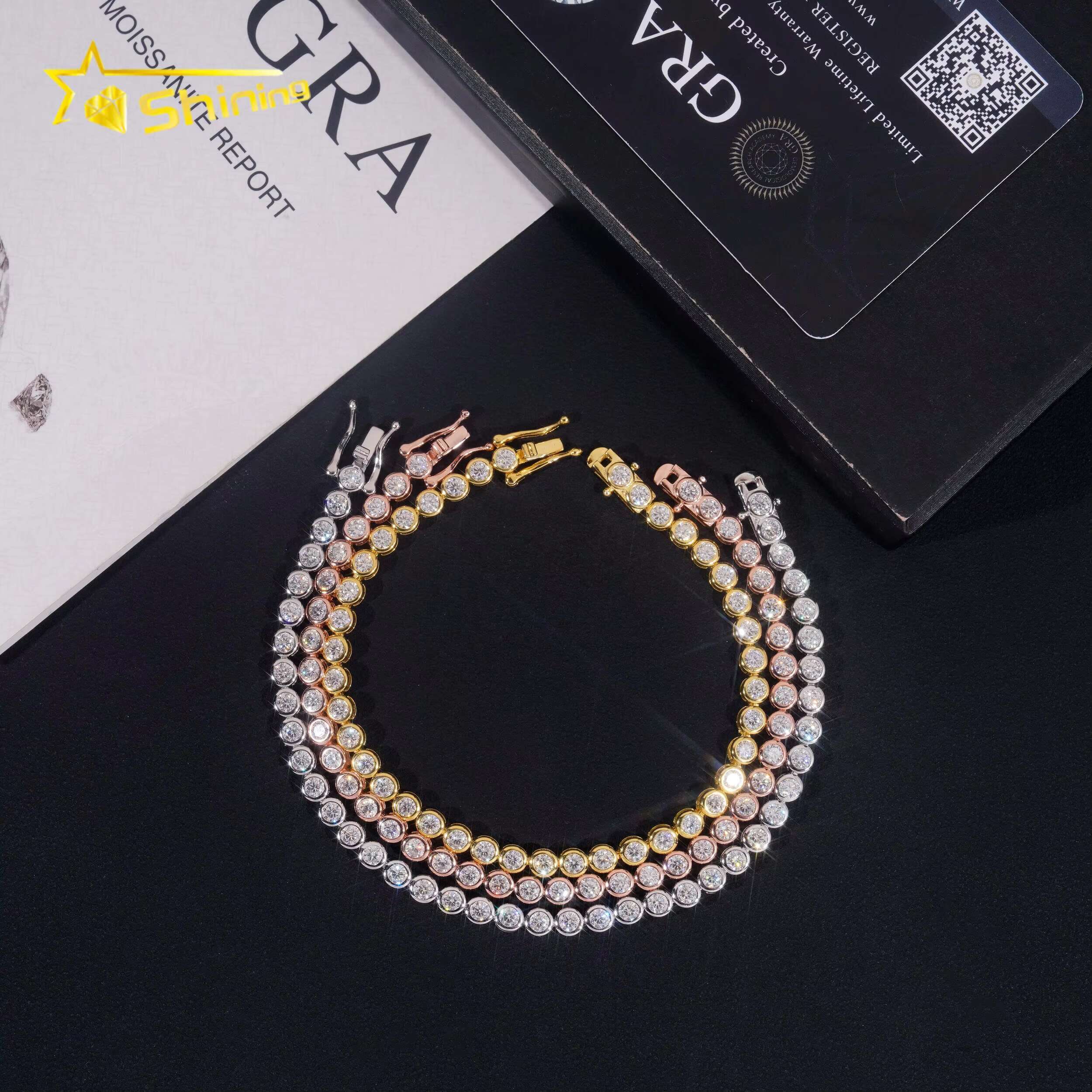 Brilliant Bezel Setting Women Bracelets Gold Plated Sier Jewelry 3MM Tennis Dia Bracelet VVS