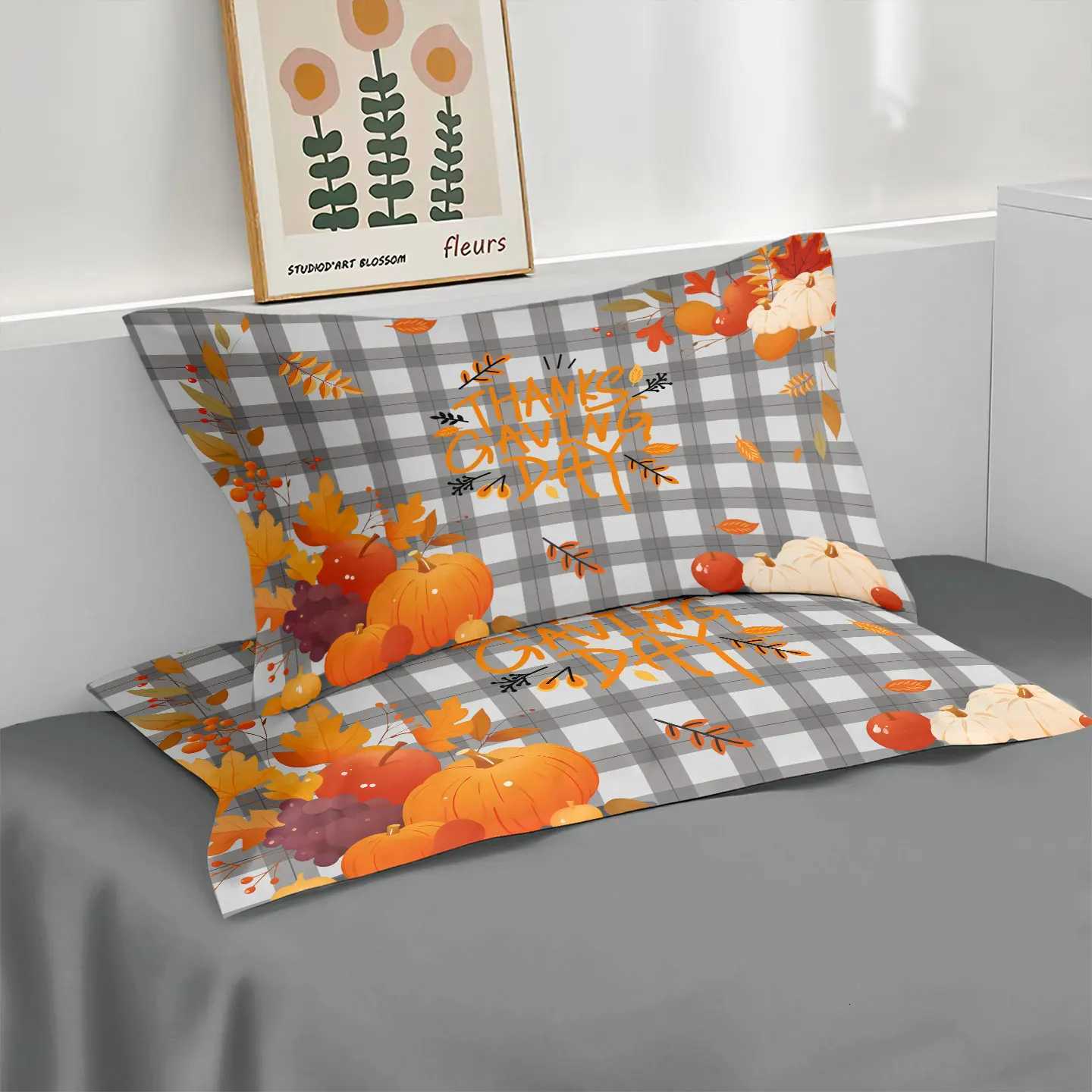 3pcs Thanksgiving Autumn Harvest Pumpkin Print Coreles Bedding Set Multi Size Bedrooms Dormitory Soft Machine WashableM251118