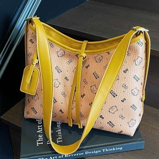 Korean printed tote new fashionable versatile casual shoulder women's bag, niche and trendy design, underarm bag