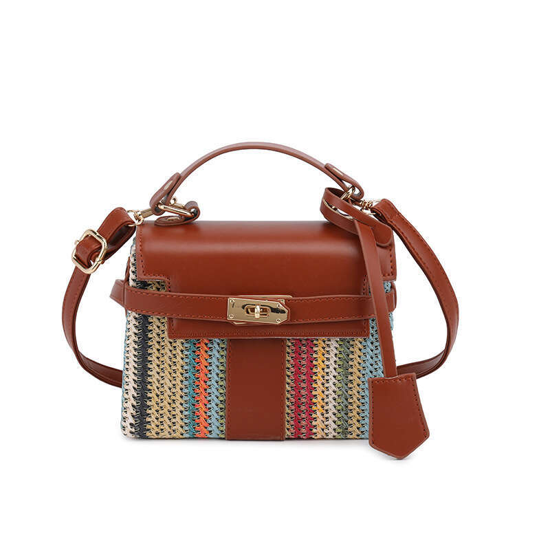 Summer woven women's 2025 new fashionable dinner box bag, hand-held shoulder crossbody bag