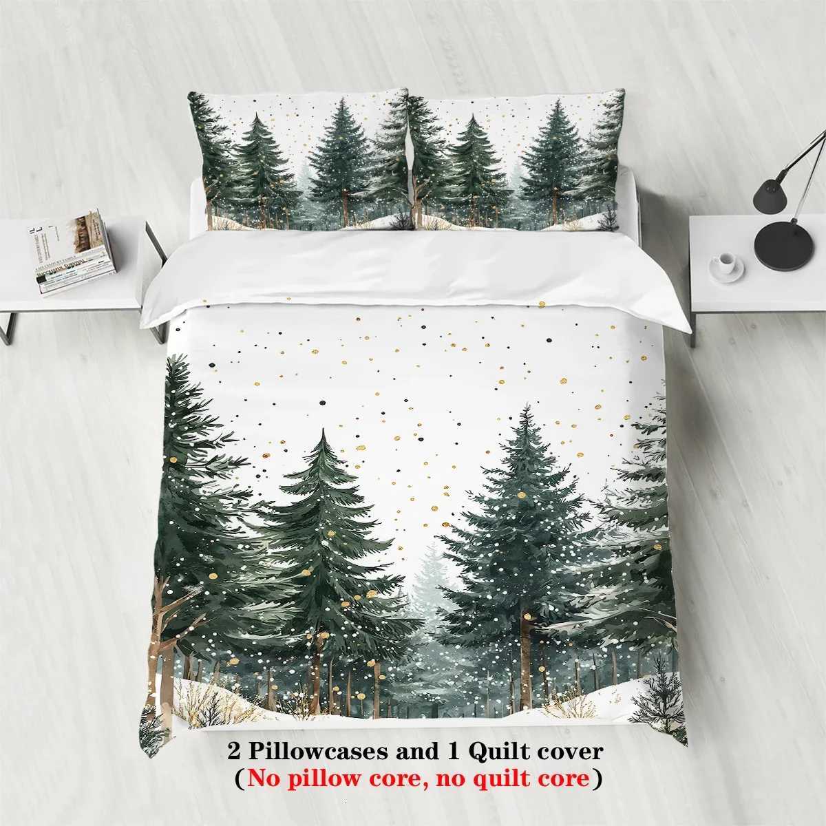 3pcs Pine tree pattern printed bedding set1 duvet cover2 case suitable for teenagers and adults bedroomhome decorationM251118