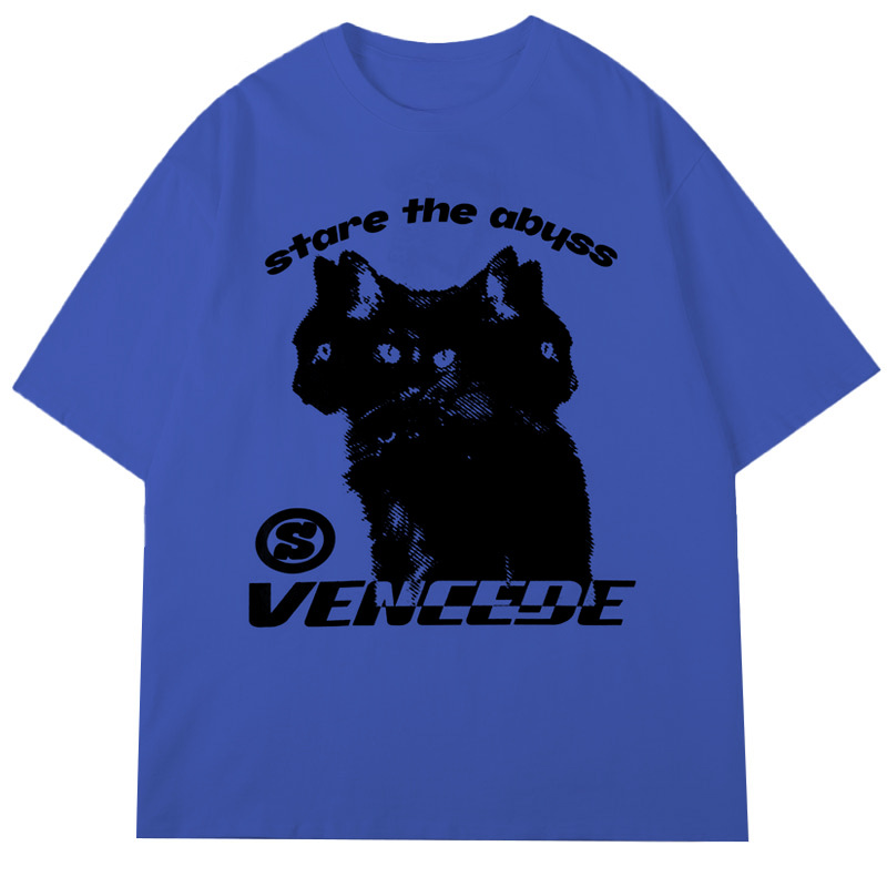Harajuku Y2k Mens T-Shirt Y2K Anime Cat Graphic Gothic Print Aesthetic Short Sleeve Cotton Tops Summer Korean Clothing Oversized