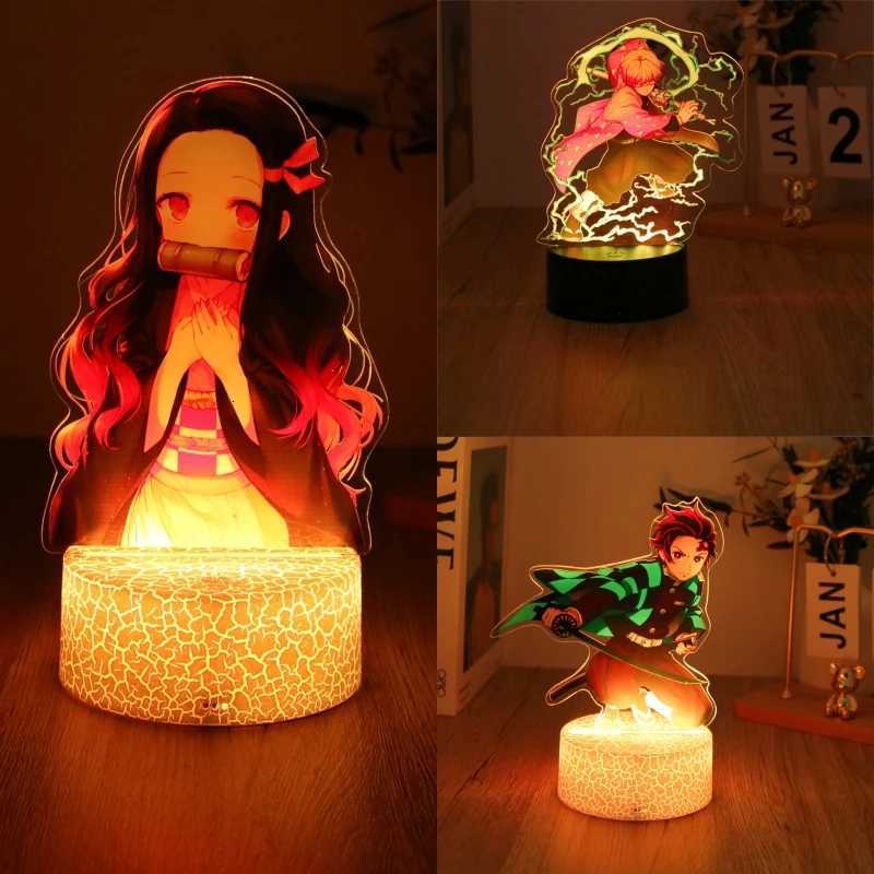 Anime Figures 3D Lamp Tanjirou Nezuko Zenitsu Led Night Light Remote Control Smart Touch Lamp Room Decor Birthday Christmas Gift M251118