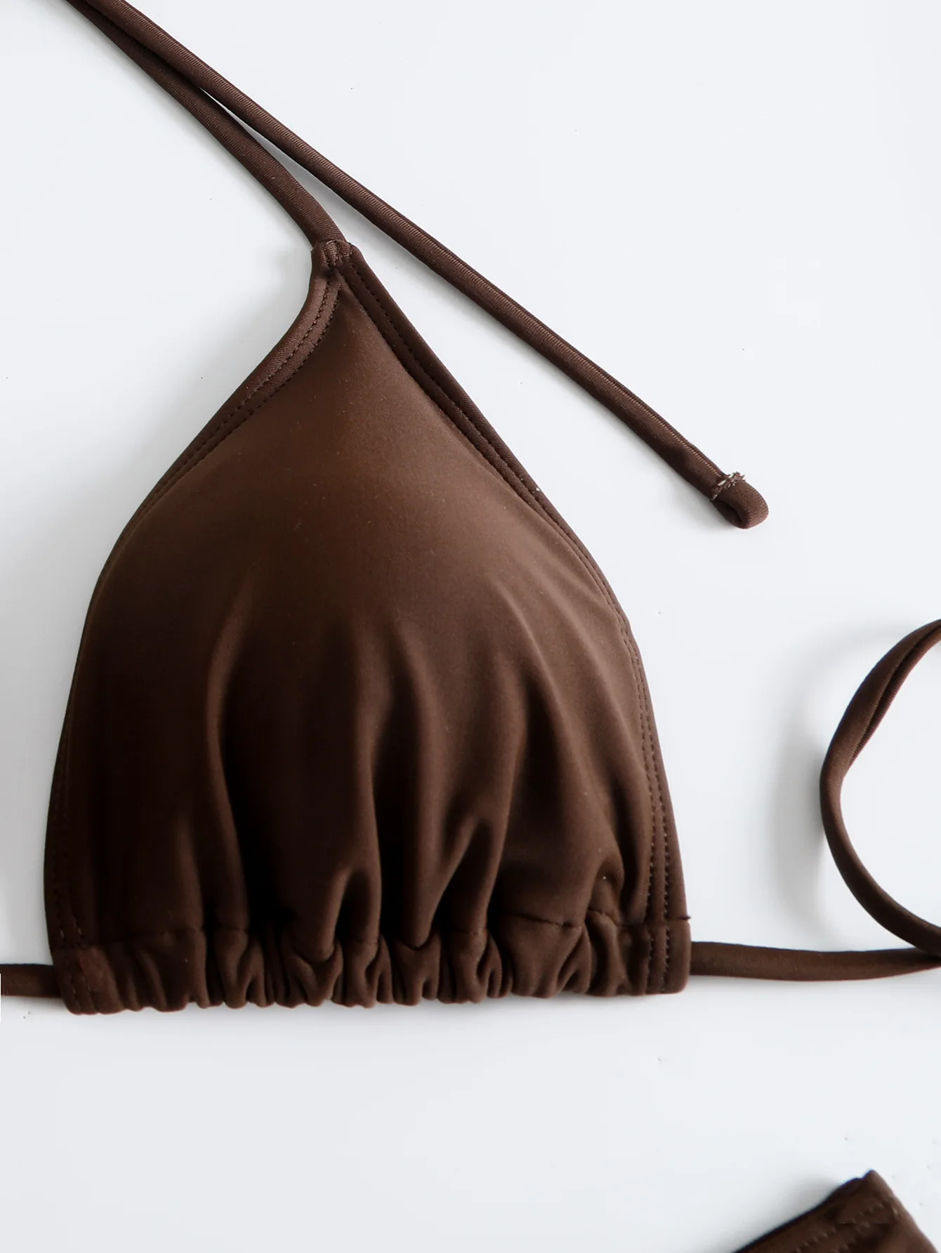 Sexy 4piece swimsuit womens flange sleeve brown bikini set womens lace swimsuit Korean beach suit swimsuit 250414Z