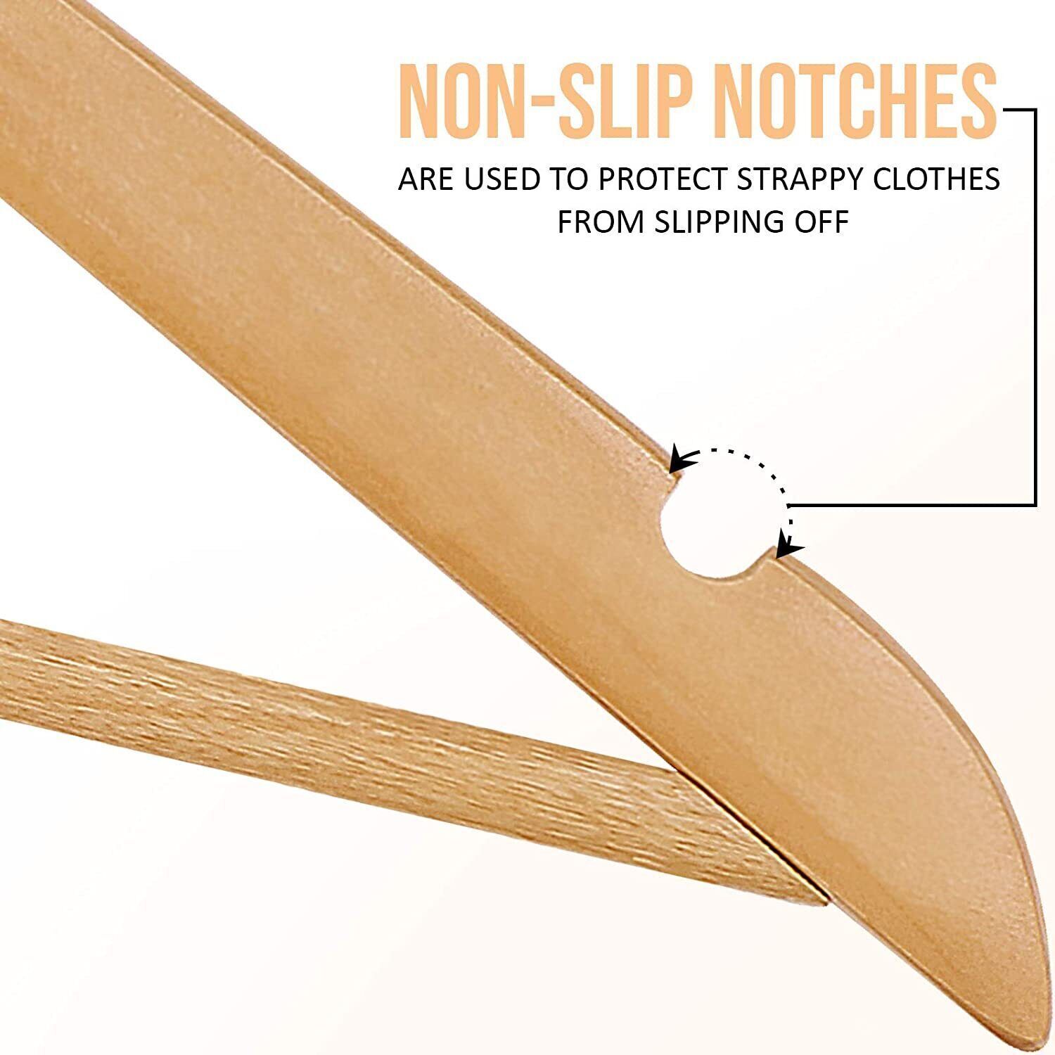 10 Pack Natural Wood Clothes Hangers, Durable Wooden Hangers for Coats, Jackets, Dresses, Pants, and Shirts