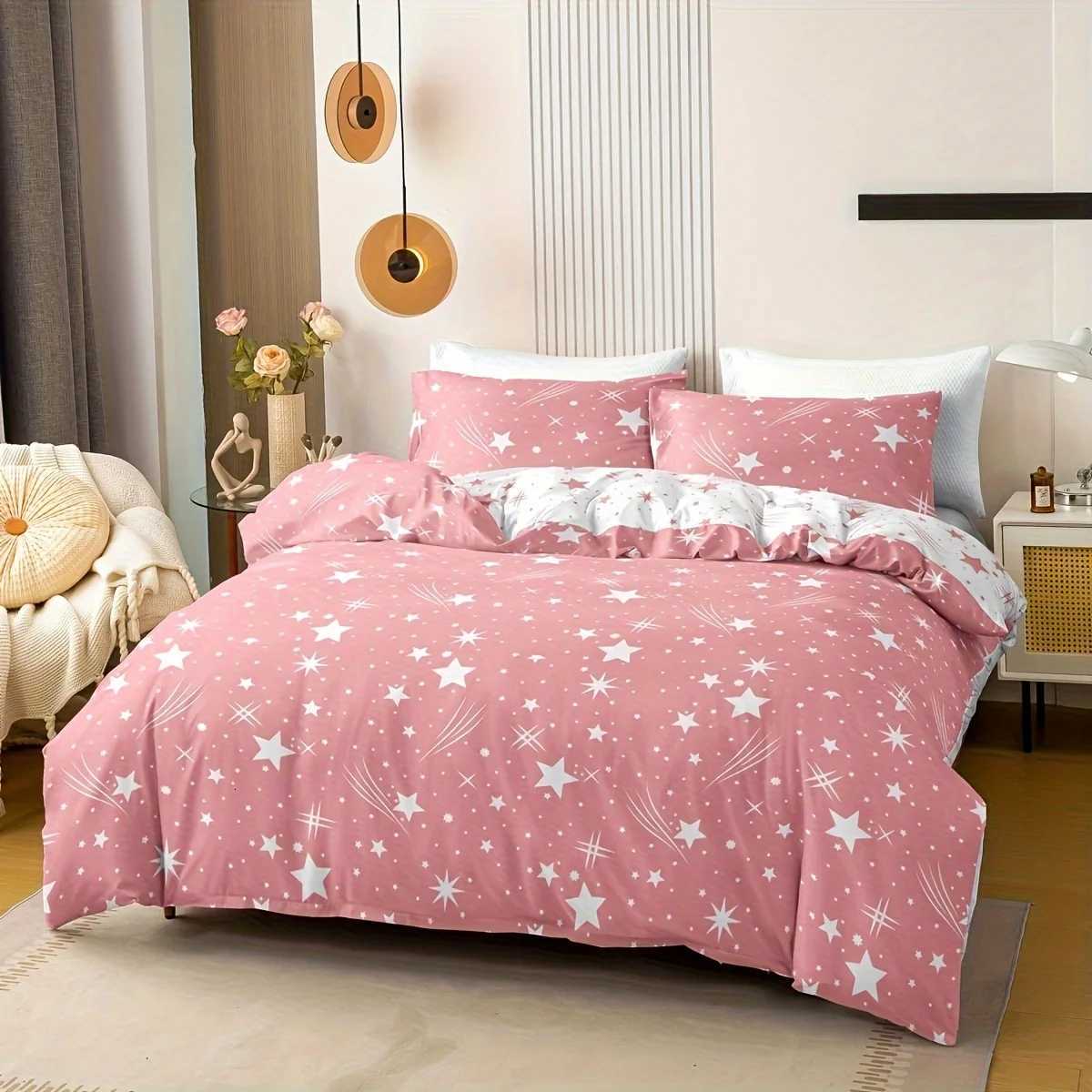 3pcs Meteor Print Duvet Cover Set Includes 1 Duvet Cover And 2 cases No Filler Soft Comfortable BeddingM251118