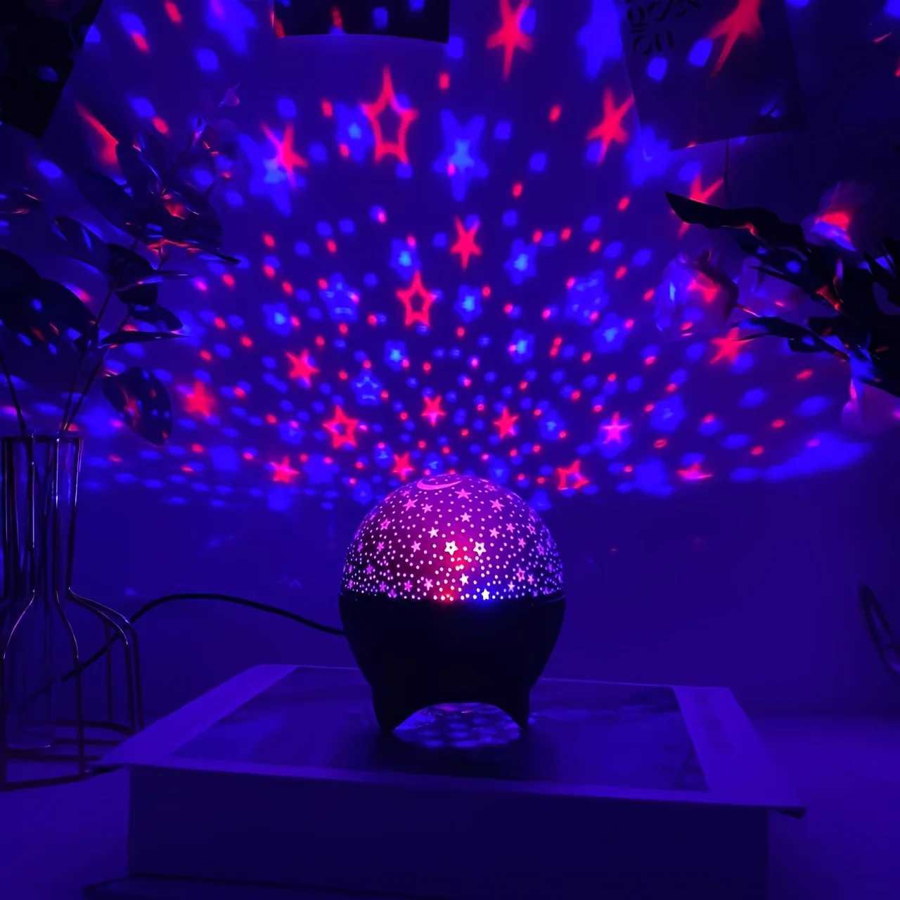 LED Starry Sky Projector Light Stars and Moon Projection 7 Modes Night Light USB Powered for Kids Room Party Decor Holiday Gifts M251118