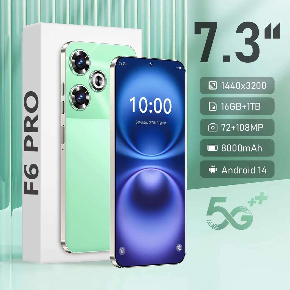 Nice Fn Factory Price 5G F6 Pro Android Mobile Phone 7.3-Inch 10-Core Processor 16GB + 1TB Display Dual SIM Gaming Smartphone