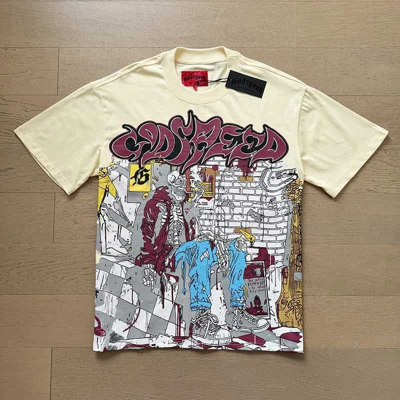 2025 GOD SPD T-shirt Men Women Round Neck Short Slve Godspd Top T Hip Hop Rock Skull Strtwear T ShirtC250418