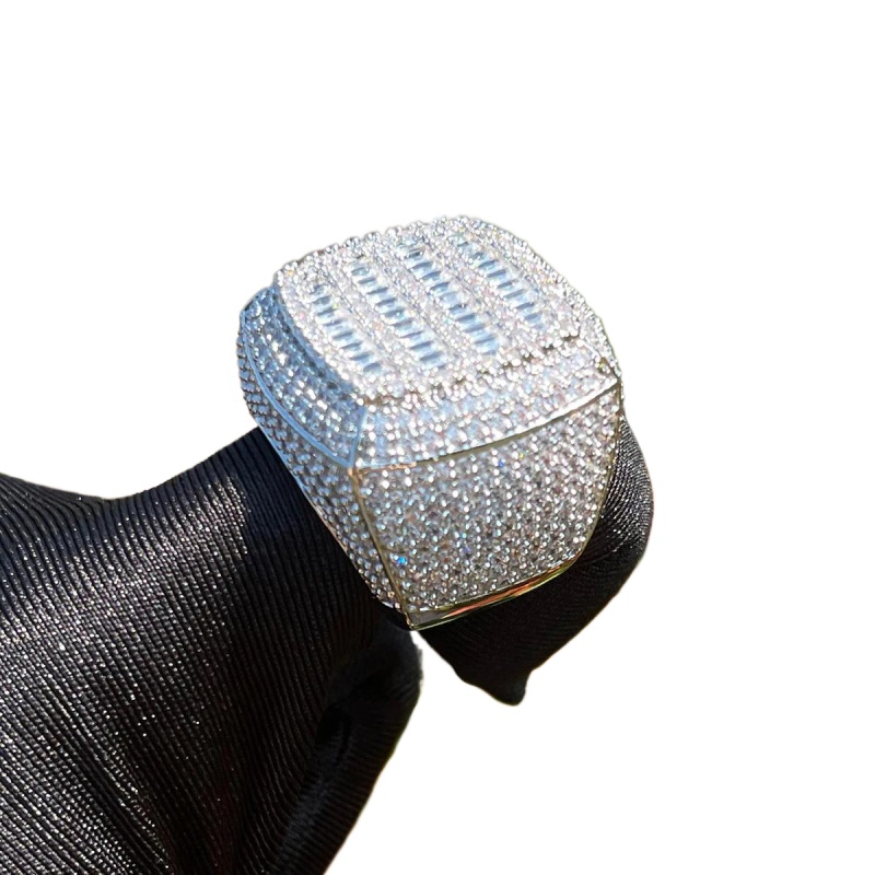 Hip Hop Square Casting Rings With Side Stones TopBling 5A Zircons Real Gold Plated Rap Jewelry