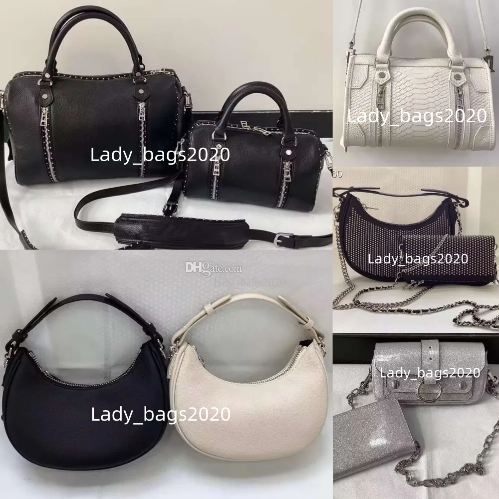 Women Chains Half Moon Bags MOONROCK Designer Pillow Bag Wings Abrasive Leather Woman Shoulder Bag Rivet Handbag Crossbody Purse Chain Handbags Newset