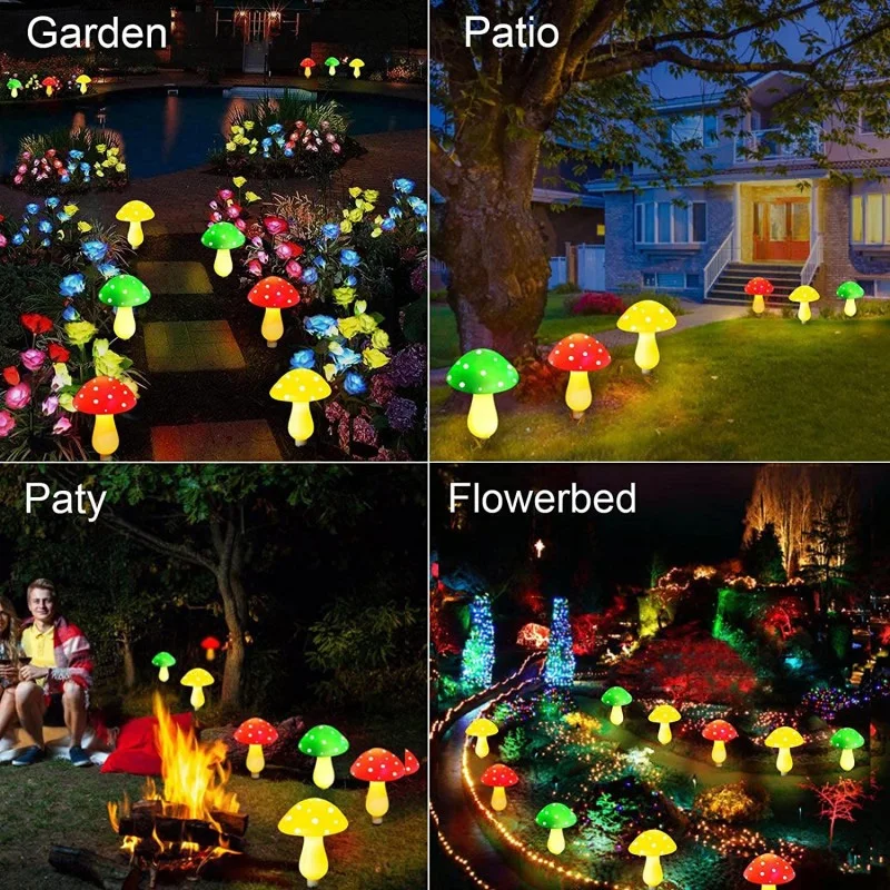 LED Solar Mushroom String Light Outdoor Waterproof Fairy Lawn Lights Garden Nigh Lamp For Yard Christmas Wedding Party Decoration