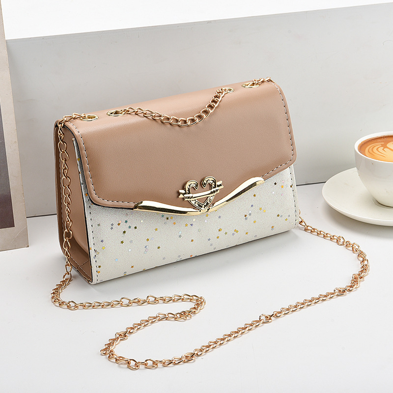 Elegant Korean Version Women's Chain Messenger with Sequins Stylish & Functional Shoulder Bag saddle bag designer