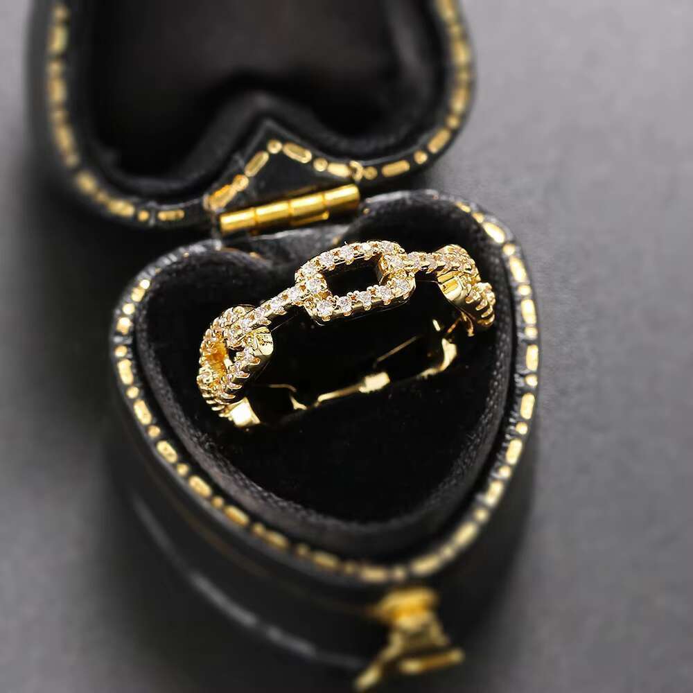 DHCollections Fashion Jewelry High Quality Trendy Ladies Woman 5mm Full CZ Zircon Chain Ring