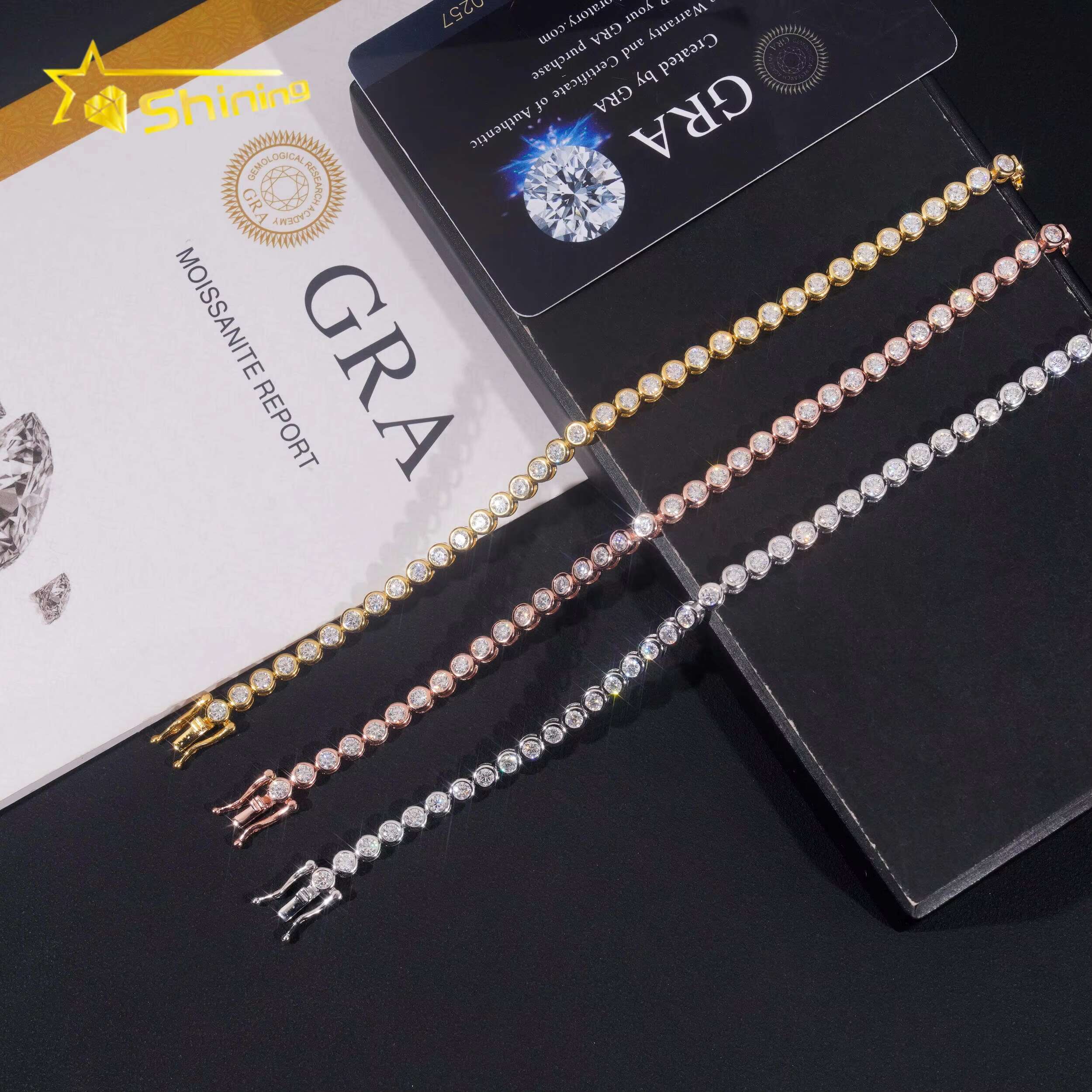 Brilliant Bezel Setting Women Bracelets Gold Plated Sier Jewelry 3MM Tennis Dia Bracelet VVS