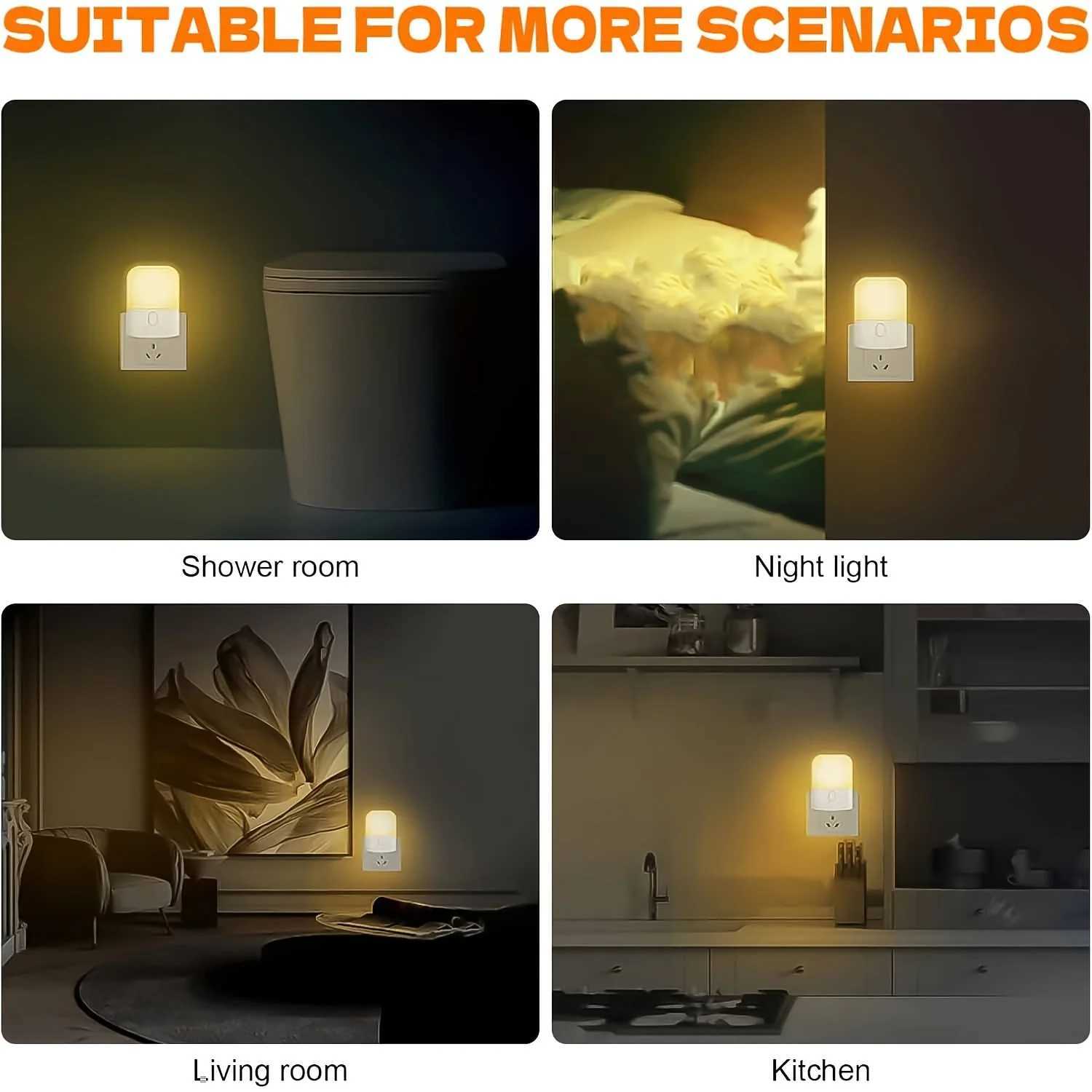 1/2 Set EU Plug in LED Light Sensor Night Lights for Kids Bedroom Auto Dusk to Dawn Sensor Dimmable Wireless Cabinet Lamp M251118