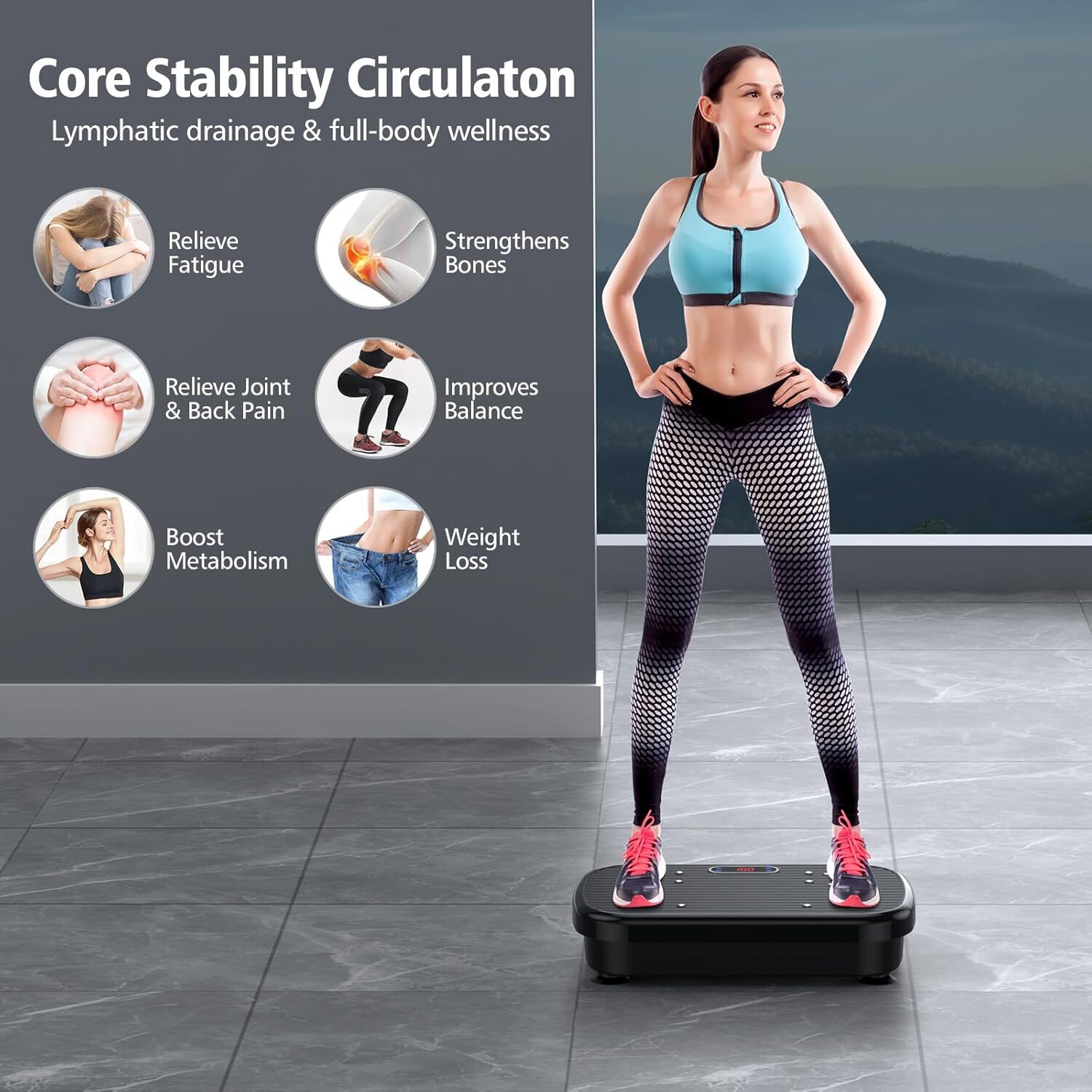Exercise hine, Plate for Lymphatic Drainage 330 Lbs Capacity Whole Body Vibration Platform hines Helps Weight Loss Shaping Toning Wellness