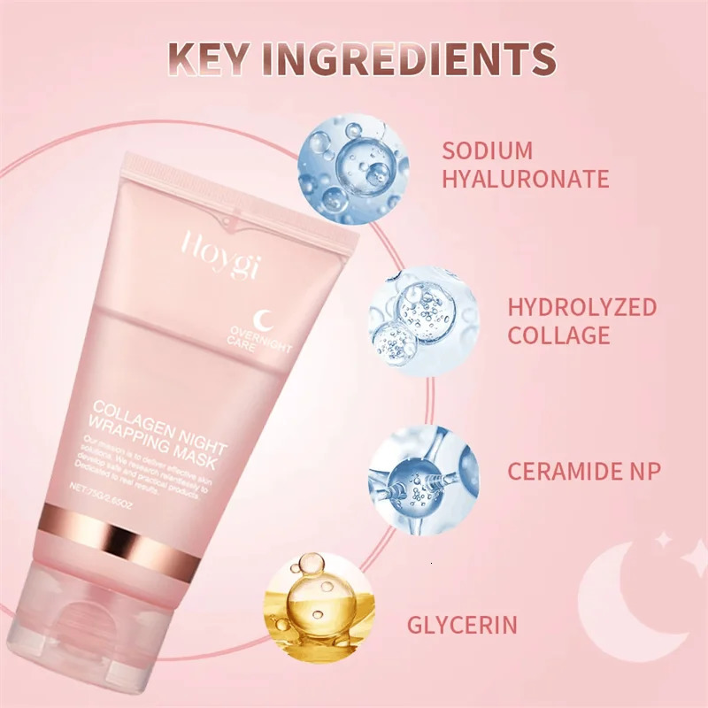 Night Collagen Wrapping Mask Rejuvenation Korean Face Mask Make Glowy Skin Elasticity Facial Mask 75ml 250418