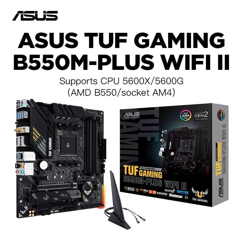 ASUS TUF GAMING B550M-PLUS(WIFI)II AMD B550 (Ryzen AM4) Micro ATX Gaming Motherboard dual M.2 10 DrMOS power stages Wi-Fi 6