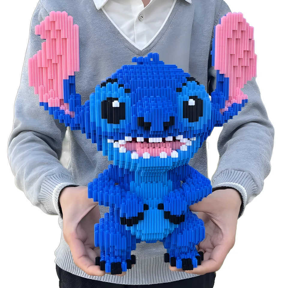 Disney 33cm Disney Lega oversized LiLo Stitch Toy Building Blocks Disney Cartoon Character Stitch building block Toys Birthday Gifts W20250418