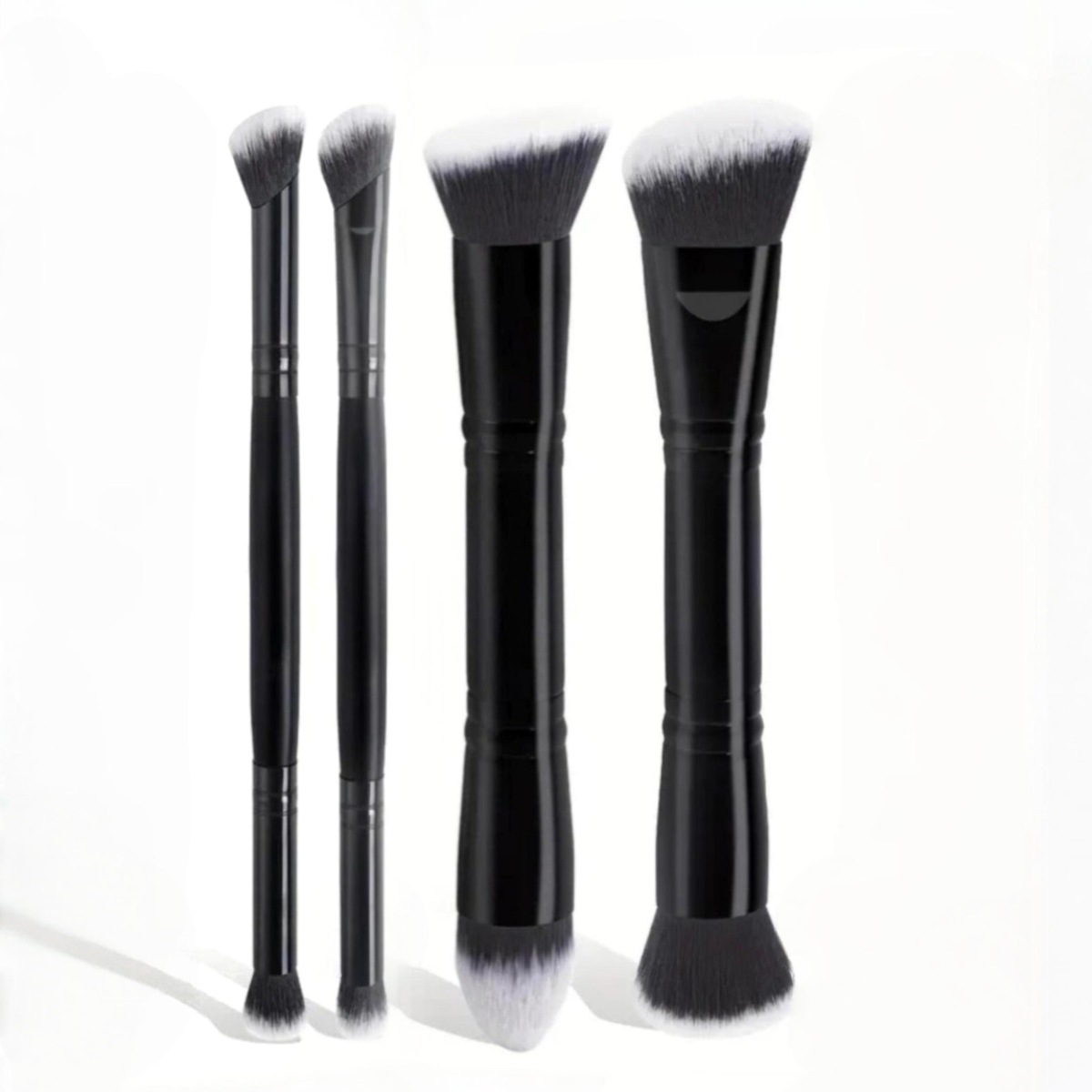 High-Quality Creative Double-Tip Makeup Brush Set with Soft Hair - Portable Soft Puff Fluffy Loose Setting Powder Blending Brush Kit for Face - Durabl