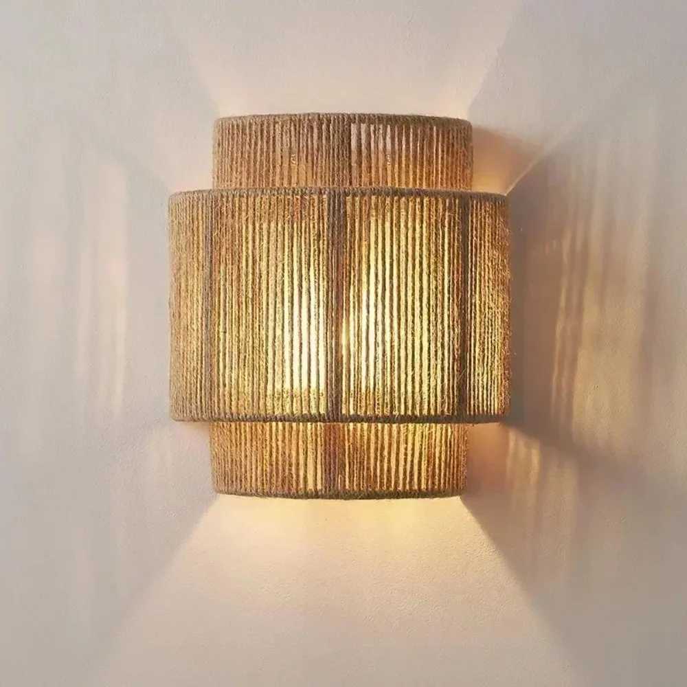 1/5PCS Modern Wall Lamps Hemp Rope Wall Light or Bedroom Bedside Lights for Living Room Aisle Decoration Wall Lamp Handcraft M251118