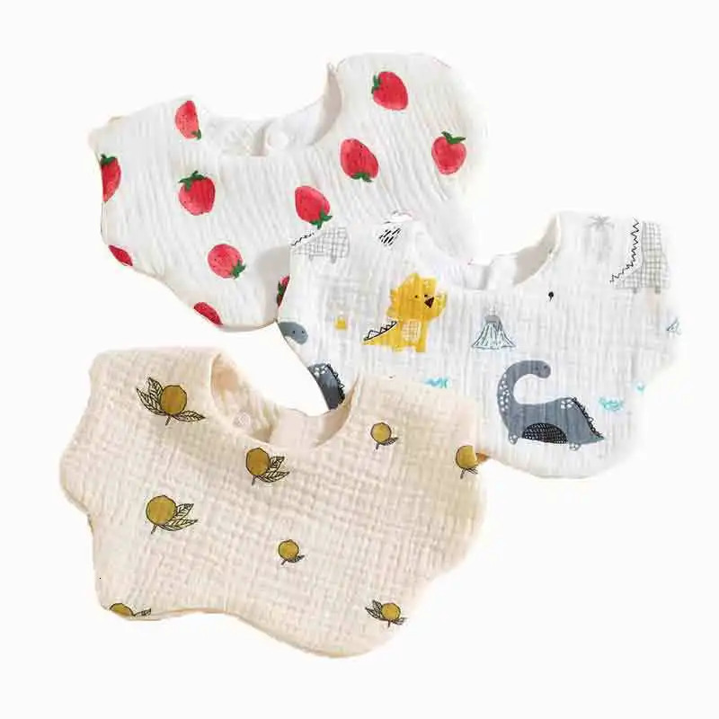Korean style cotton Goz baby feeding bib summer soft petal print Saliva towel born 250414z