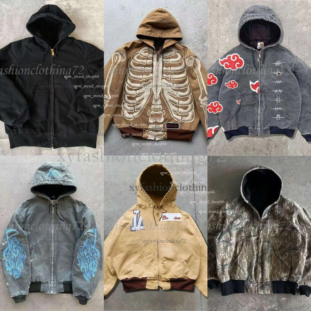 carharttliesJacket Designer Hoodie Men's Full-Zip Fleece H oodie Designer Jacket for Men Y2k Full Zip Up Hoodie Long Sleeve Graphic Jacket Goth Sweatshirt 3d