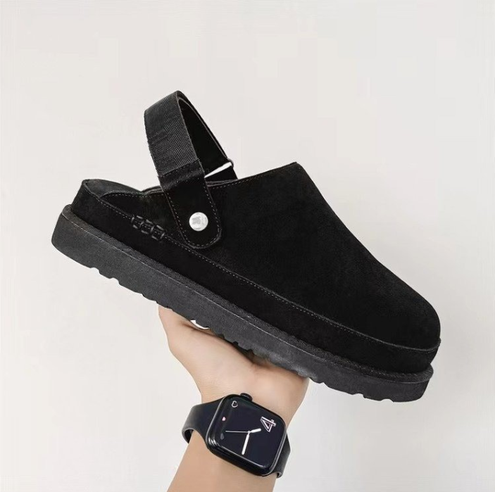 Designer shippers free shipping thick bottom autumn new snow boots cowhide velvet casual toe slippers for women size 36-43 black brown white