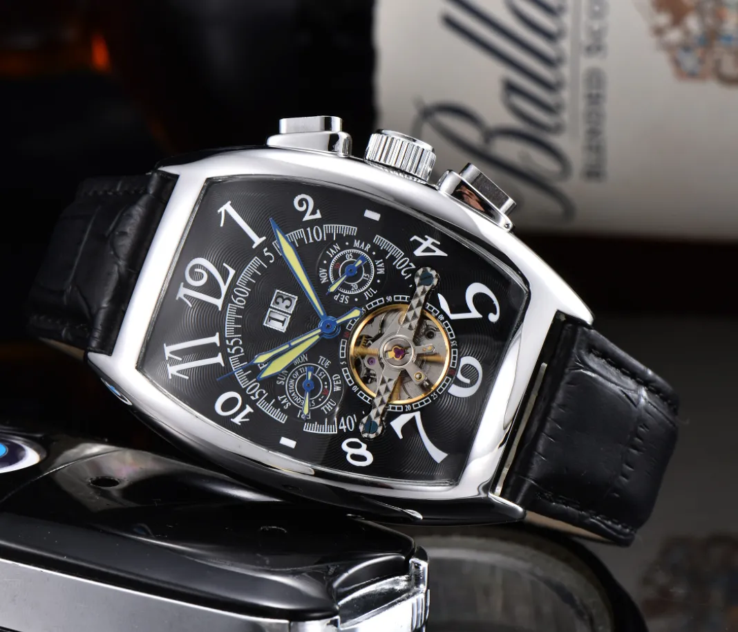 Men's mechanical watch Tourbillon automatic mechanical leather fashion hollow skeleton dating men's designer watches wholesale men's gifts