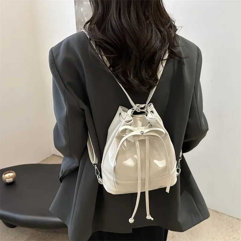 New Casual Backpack Drawstring Bucket Bag Fall New Style Versatile Leisure Double Shoulder Bag for Class Trendy Minimalist StyleW251118