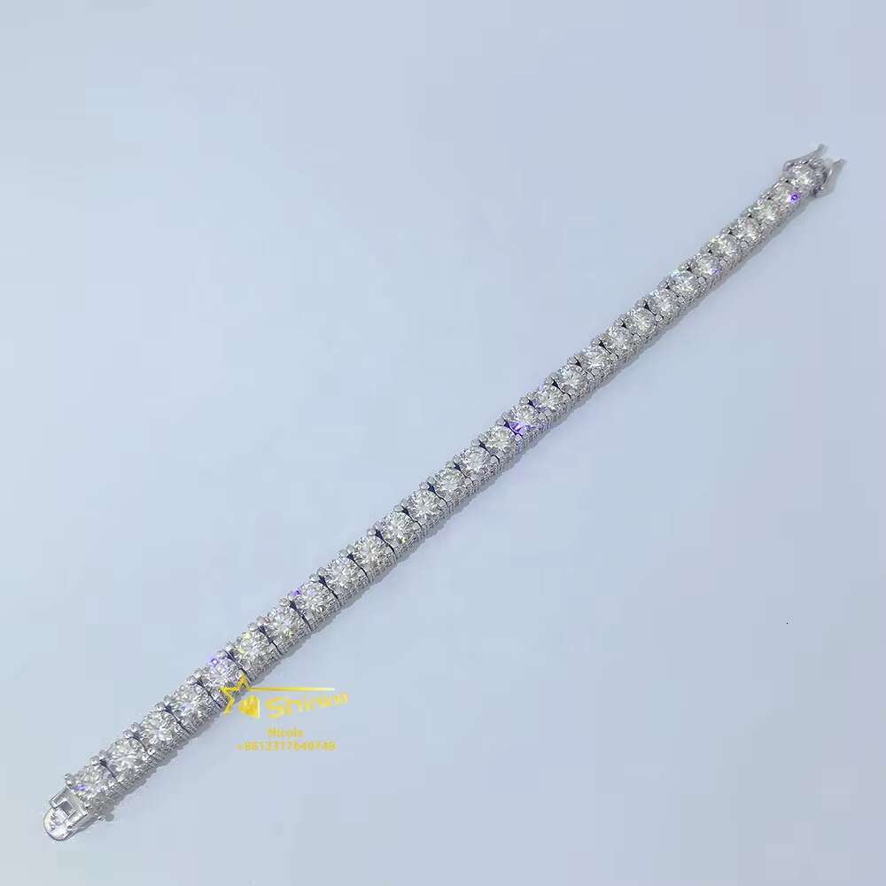 Hip Hop Jewelry Factory Price Iced Out Gra Vvs Moissanite 6.5mm Gold Plated Tennis Chain Bracelet