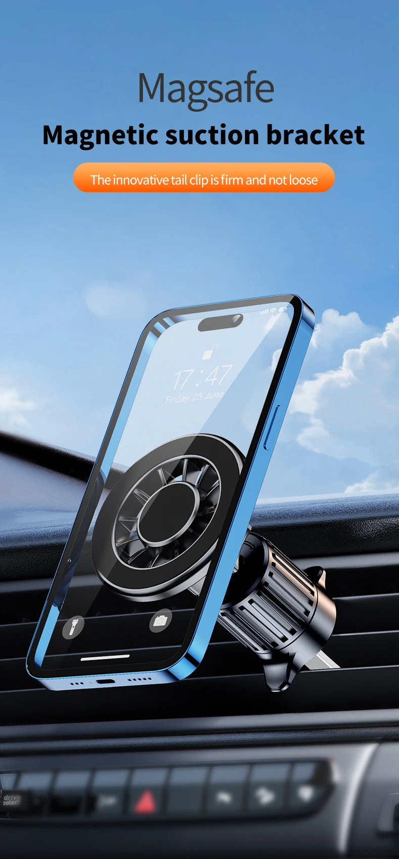 ph05 Magnetic Sucker Car Phone Air Vent Holder Stand Magnet Car Dashboard Mount GPS Mobile Cell Support Bracket