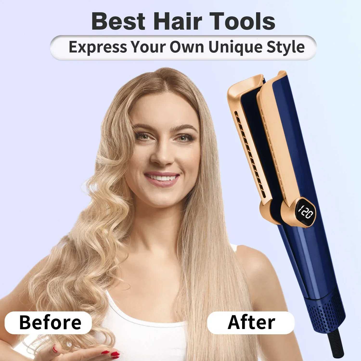 Multi style 2-in-1 LCD display screen hair dryer and drying straightener ion portable air styling straightener W250418