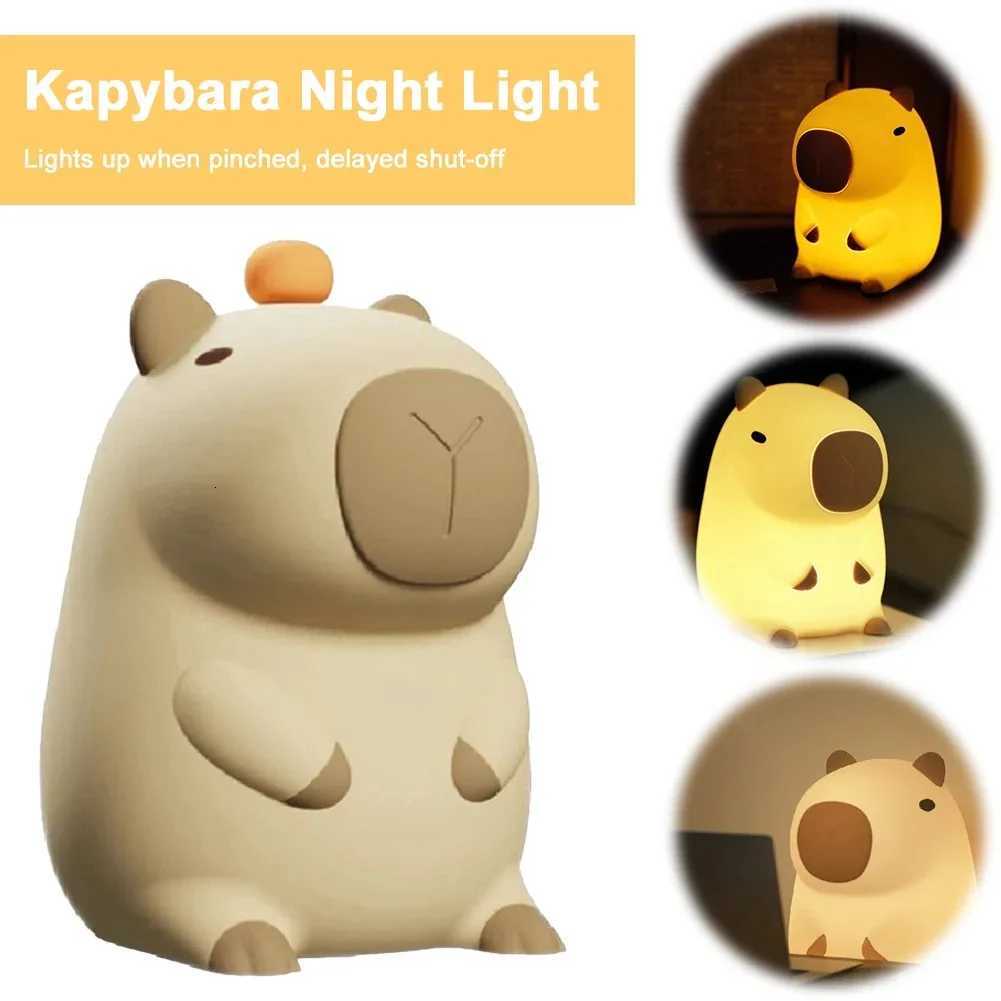 Cute Capybara Night Light Novelty Dimmable Nursery Nightlight Rechargeable Touch Lamp Silicone Pat Lamp for Kids Room Decor M251118