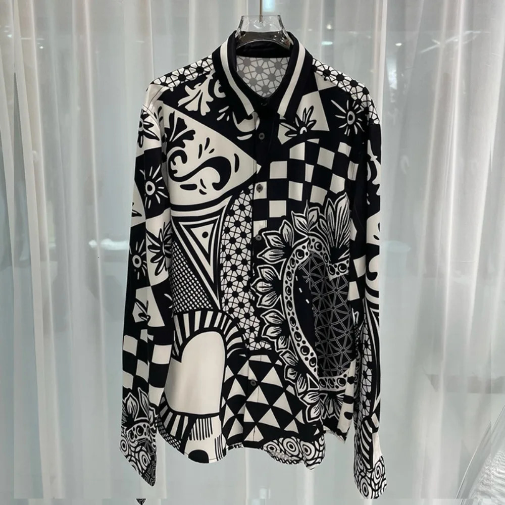 SpringSummer Fashion Youth Mass Leisure Travel Digital Printing Mens Long Sleeve Shirt 250418