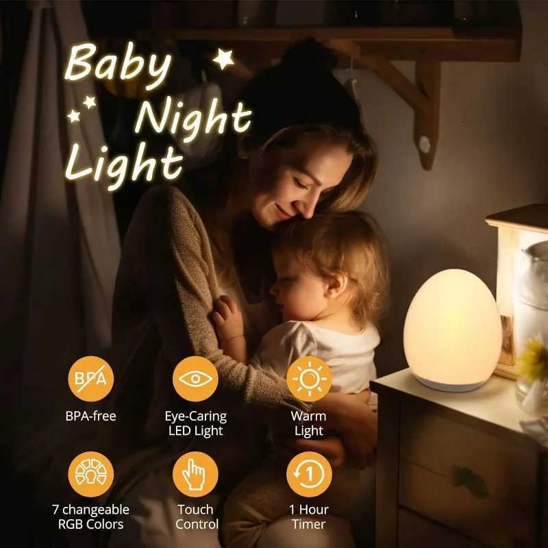 LED Dimmable Bedside Lamp Rechargeable Nursery Lamp Warm White Baby Sleeping Night Lamp M251118