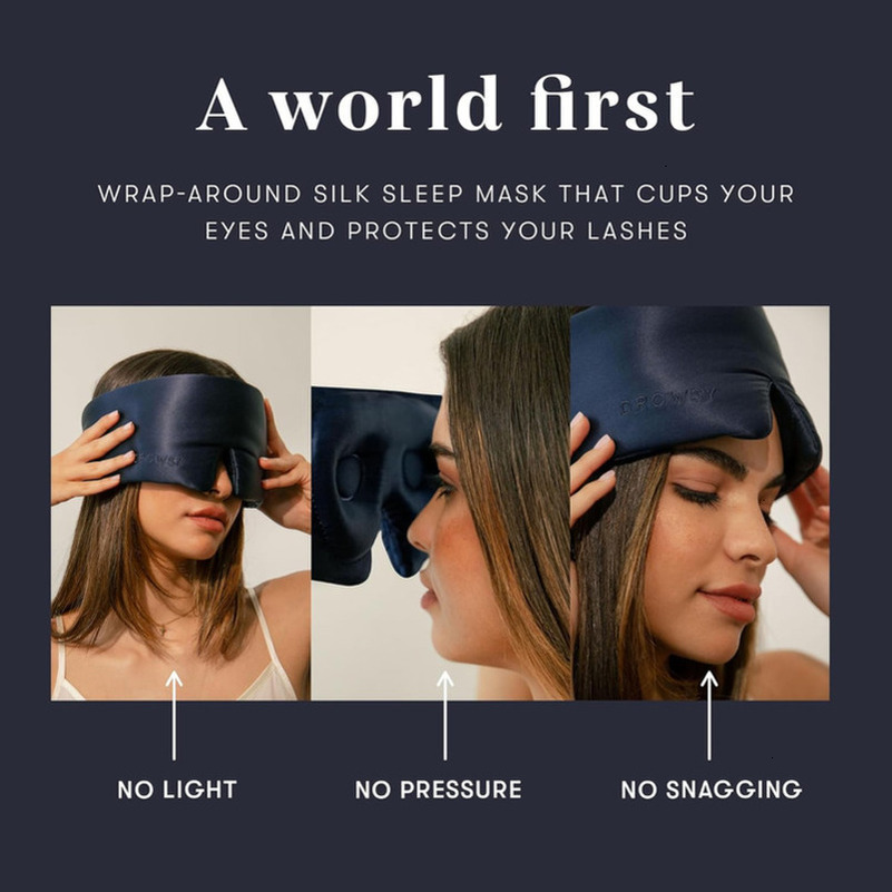 Eyelash-protecting faux silk sleep mask, suitable for natural eyelashes and eyelash extensions Deep eye cup design, zero pressure, complete light bloc